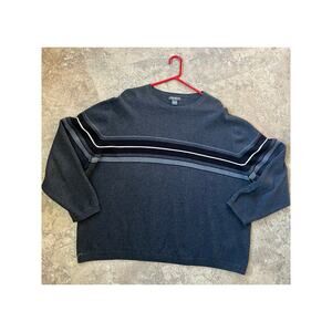 Eddie Bauer crewneck gray sweater with color band, men's XXL